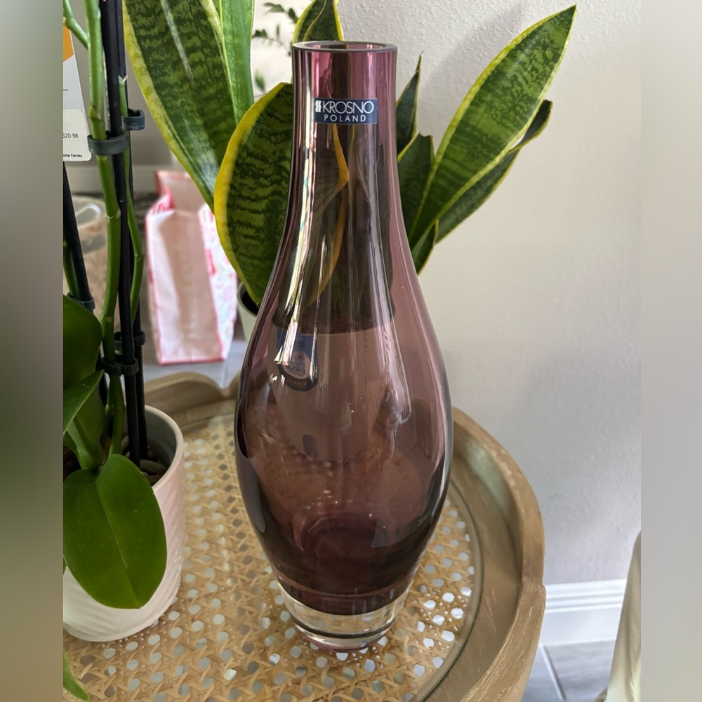 Krosno Plum Glass Vase‎ - Made in Portugal 16”